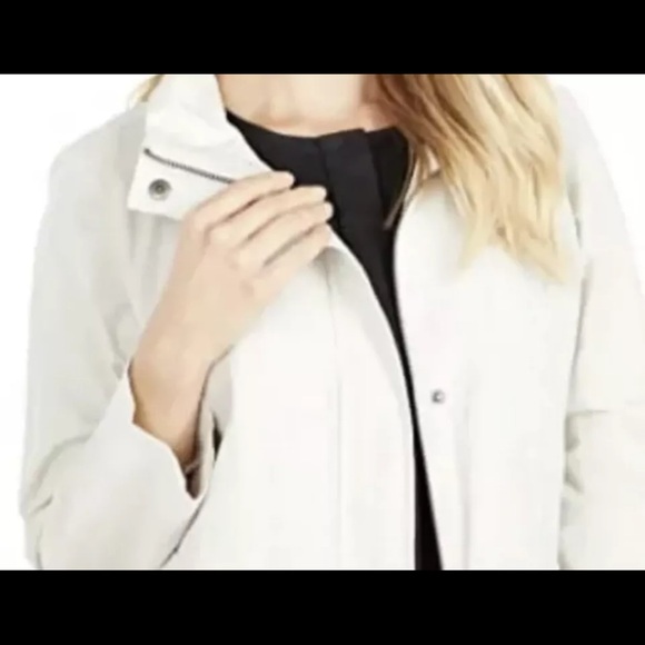 EILEEN FISHER BONE ORGANIC COTTON STEEL ZIP COAT Sz L NWT $328 - Picture 2 of 9